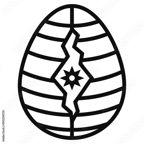 Cracked Easter Egg Line Art Vector for Coloring Page