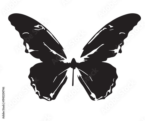 Fantasy Butterfly With Neon Glowing Wings Hovering in Mystical Twilight Woodland With Magical Light Effects high resolution photo