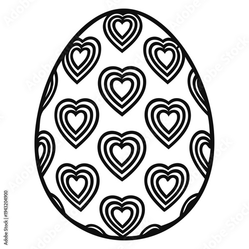Easter Egg with Heart Pattern Coloring Page for Kids and Adults