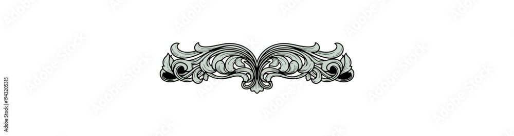 Fototapeta premium Decorative ornamental design element symmetrical floral swirl pattern