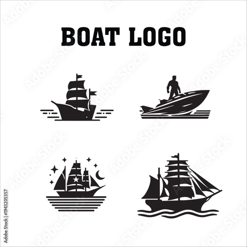 boat logo design template vector art