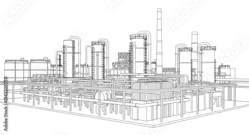 Cityscape architectural drawing sketch illustration.