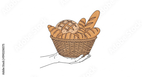 Freshly baked bread in basket.