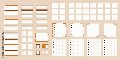 A collection of various paper and sticky note templates in neutral tones