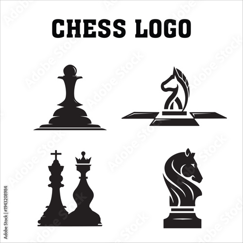 chess logo design template vector