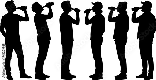 Set of bartender silhouette vector on white background
