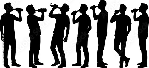 Set of bartender silhouette vector on white background
