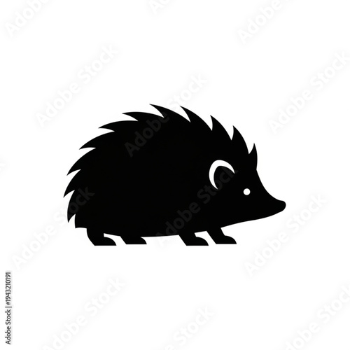 Black Silhouette of a Hedgehog Animal.