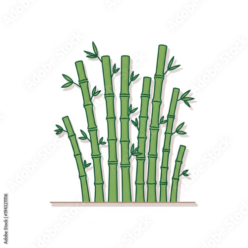 Bamboo stalks with green leaves illustration.