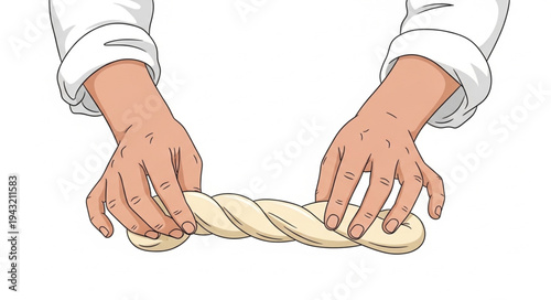 Hands Braiding Dough for Baking.