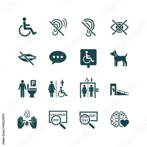 Accessibility Icons for Disabled People Services.