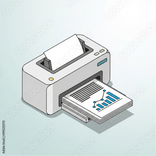 Laser Printer Printing Business Graph Report.