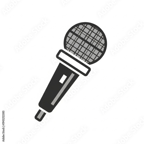 Black and White Microphone Illustration.