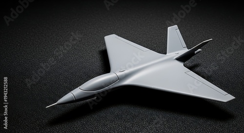 Matte Grey Fighter Jet on Textured Dark Background