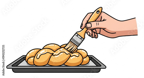 Hand Brushing Egg on Bread.