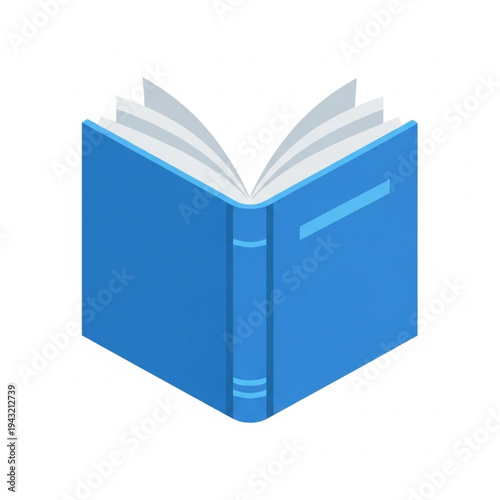 Blue Hardcover Book with Open Pages.
