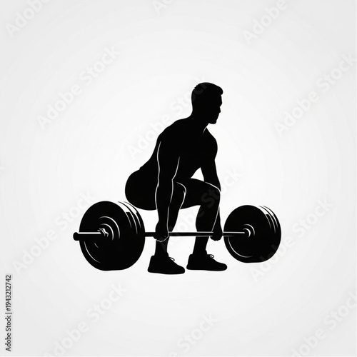 Man Lifting Weights in Silhouette.