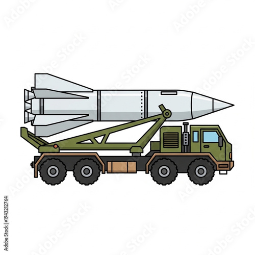 Military Truck Transporting Large Missile.