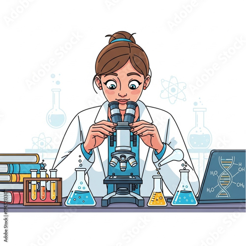 Female Scientist Examining Sample Through Microscope.