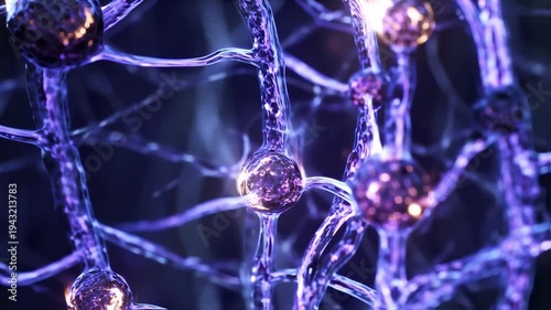 Abstract Neural Network Synapse Connection Illustration With Glowing Particles.