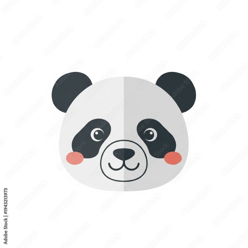 Fototapeta premium Cute Cartoon Panda Bear Face Illustration.