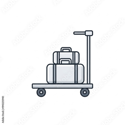 Luggage Cart with Suitcases and Handle.