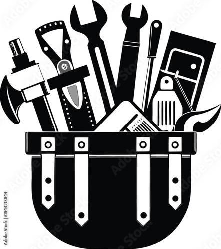 Construction Tool Bag with Hand Tools Vector Illustration