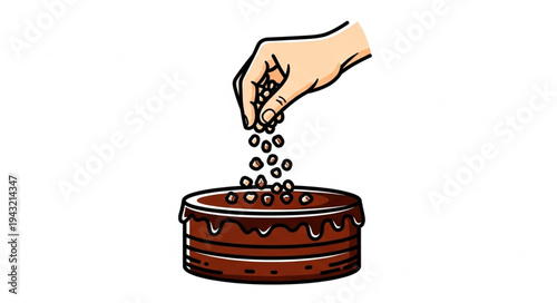 Hand Sowing Seeds Into Plant Pot.