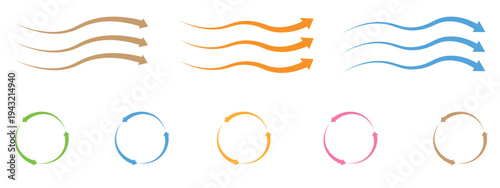  Arrow set icon. Colored arrow symbols. Arrow isolated vector graphic elements. 