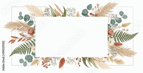 Floral wedding invitation card template romantic botanical frame elegant celebration design