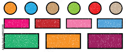 Rubber stamp set . Vintage old texture frame with empty place.Rount and rectangle green ecologic natural style on grunge retro stamp