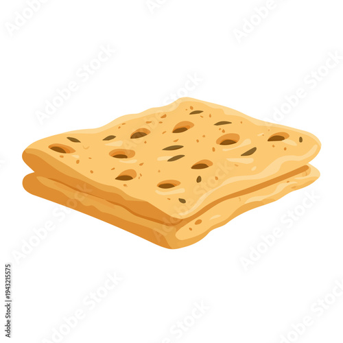 Focaccia in a clean 2D flat vector icon style, minimal and simple, set on a plain white background.