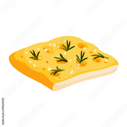 Minimal 2D vector illustration of Focaccia in flat icon style on a plain white background.