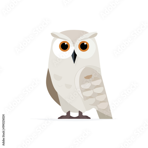 Simple flat 2D vector graphic of Owl, modern icon look, displayed on a pure white background.