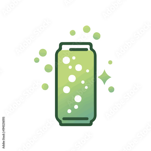 Sparkling Water, modern 2D flat vector illustration in icon style, isolated on pure white background.