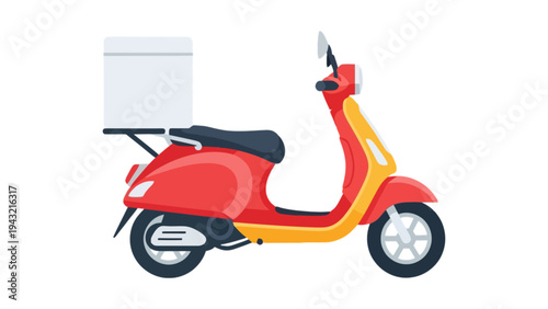 Modern Delivery Scooter with Cargo Box Vector Illustration