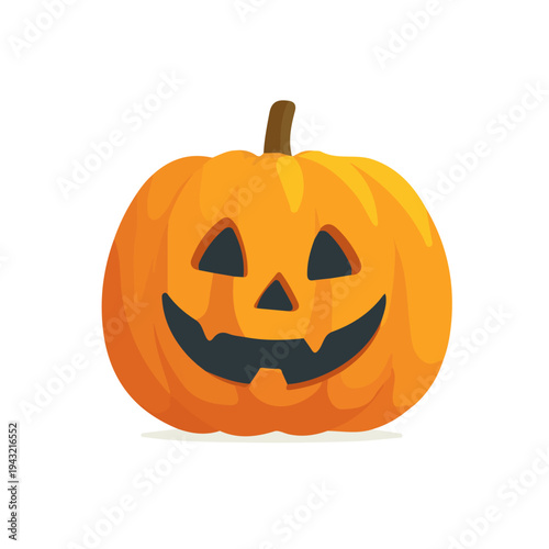 Jack-o-lantern illustrated in a clean 2D flat vector style, minimal and modern, isolated on a white background.