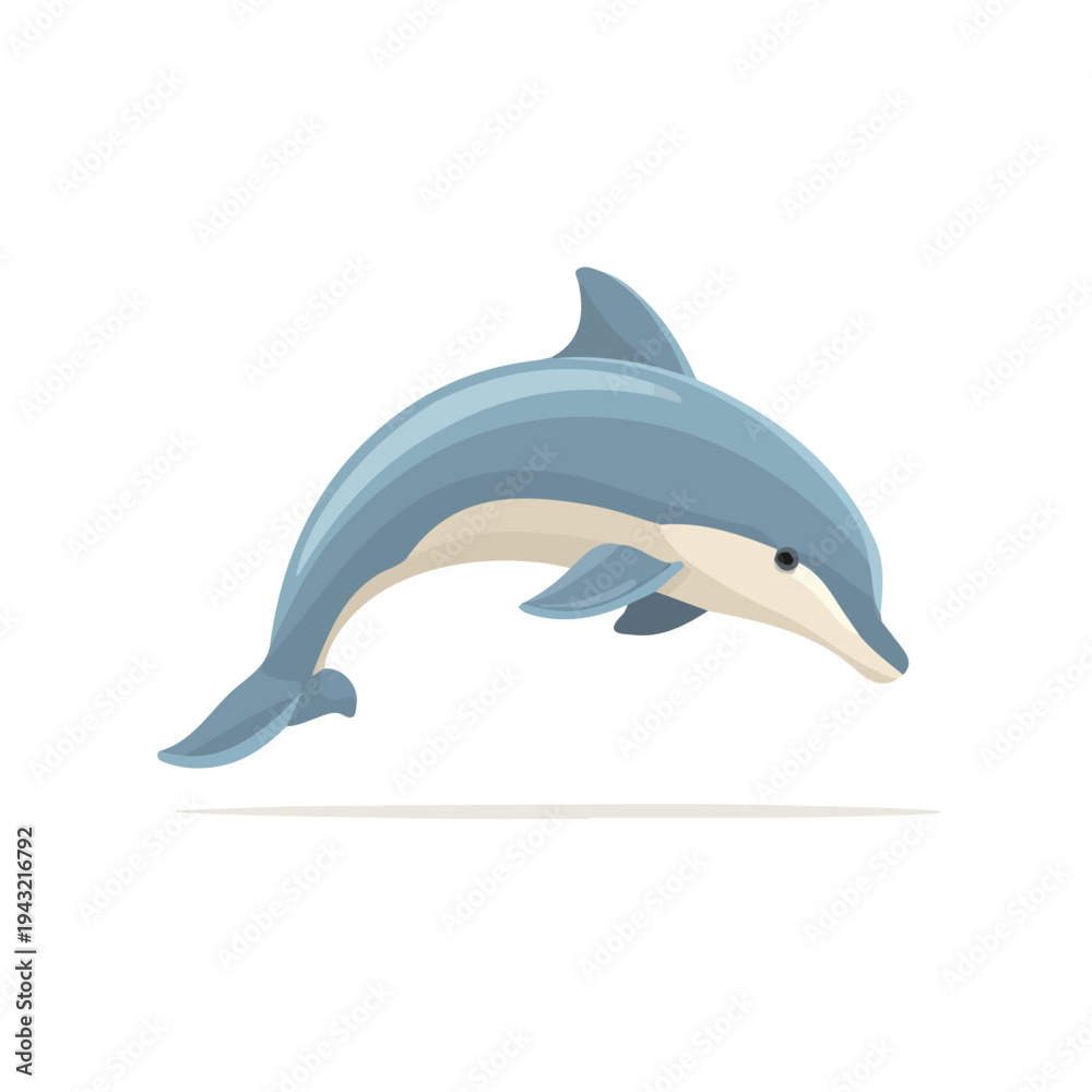 Fototapeta premium 2D flat vector illustration of Dolphin, clean and minimal icon style, isolated on white background.