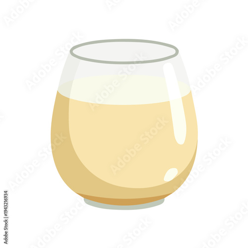 2D flat vector illustration of Eggnog, clean and minimal icon style, isolated on white background.