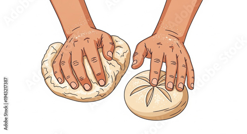Hands Shaping Dough into Bread.