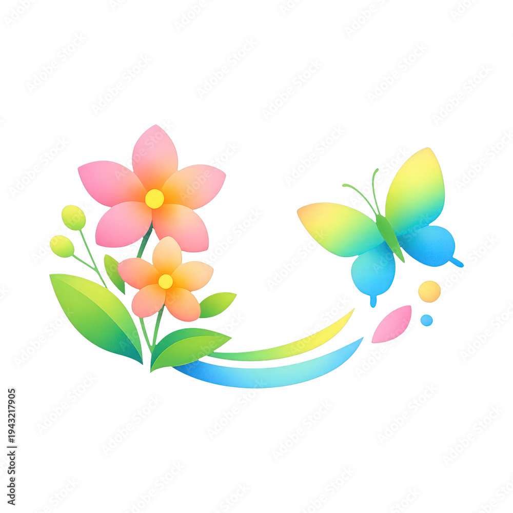 Obraz premium PNG Colorful floral butterfly design.