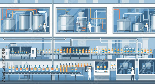 Industrial Brewery Facility with Equipment.