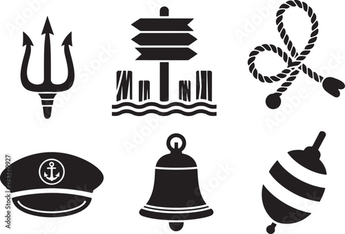 Summer solstice silhouette icons isolated on transparent background