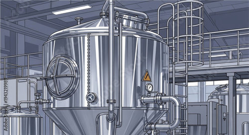 Industrial Brewery Equipment Stainless Steel Tanks.