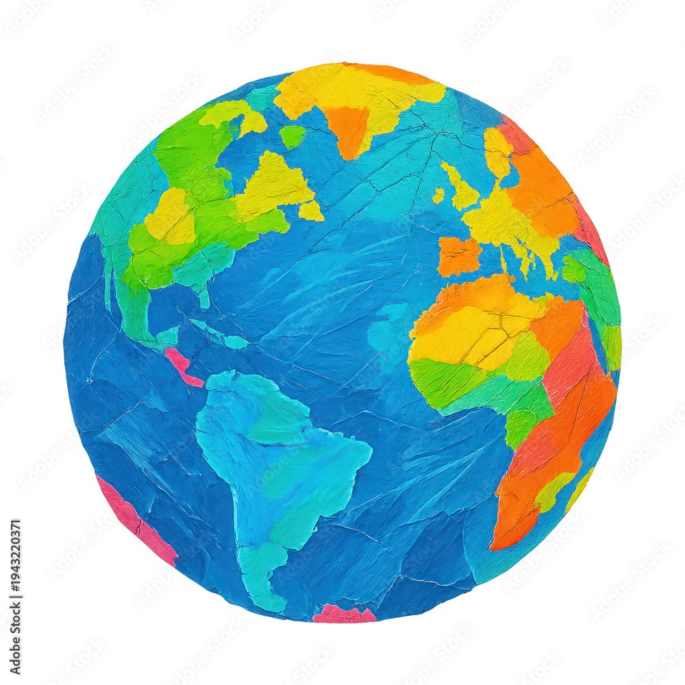 Fototapeta premium PNG Colorful textured world map