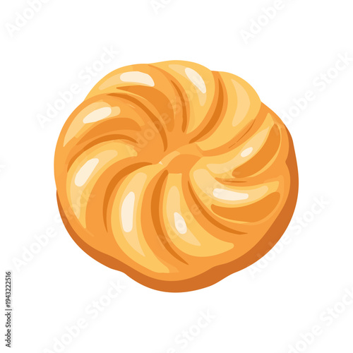 Danish Pastry, modern 2D flat vector illustration in icon style, isolated on pure white background.