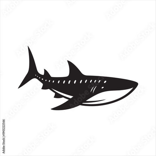  Whale shark abstract silhouette clip art logo design concept illustration idea