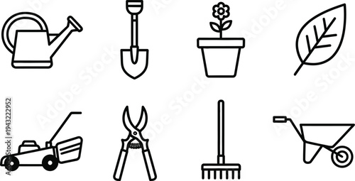 Icon bundle for gardening and landscaping tools and equipment