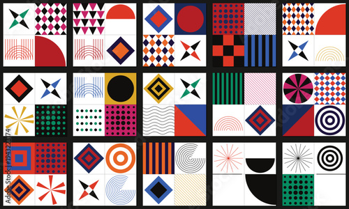 Abstract Geometric Pattern Collection Vector with Modern Shapes and Vibrant Colors for Creative Design Projects, Digital Art, and Backgrounds