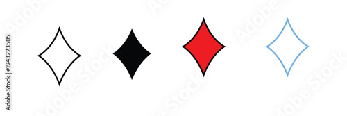 Diamond Suit Icon for Playing Cards, Poker Games, and Casino Branding. Symbol Vector Illustration.
